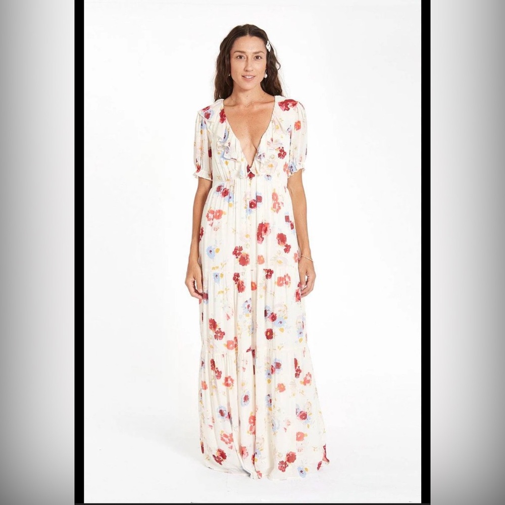 Paneros Boho Floral Prairie Clarence Maxi Dress